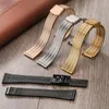 Titta på band Universal Black Strap Manlig utsökta Rose Gold Band 20mm Silver Watchband 22mm Golden Men's Accessories Armband Deli22