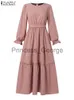 Повседневные платья Zanzea Fashion Maxi Maxi Long Dress Женщины Элегантные длинные рукавы Сплошные вары