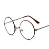 Solglasögon ramar vintage runda glasögon ram klar lins för män metall skådespel öga gafas de sol vanlig