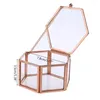 Sacchetti per gioielli Hexagon Scatola per anelli in vetro oro rosa trasparente Wedding Geometric Clear Organizer TabletopHolder