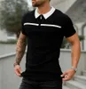 Polos masculinos moda lapela emenda design zíper coreano camisas polo roupas masculinas primavera pulôveres casuais soltos all-match t-shirt 230621