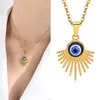 Kettingen Luxe Retro Evil Blue Eye Ketting Voor Vrouwen Sieraden Rvs Turkse Amulet Hanger Verjaardag Kraag Choker Gift