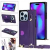 Crossbody Card Holder Square fodral för iPhone 14 Pro Max 11 12 13 6 6S 8 7 Plus SE 2022X XS XR Lanyard Armband Stand Bag Cover 20
