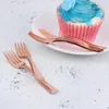 Dinnerware Sets 24 Pcs Disposable Fruit Fork Plastic Picks Spoons Silverware Gold Utensils Stick