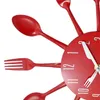Wall Clocks Home Decorations Noiseless Stainless Steel Cutlery Knife And Fork Spoon Clock Kitchen Restaurant Decor