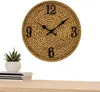 壁の時計屋外樹脂時計|正確な時間ディスプレイホームガーデン模倣ラタンツリーデを備えた12インチシンプルな12インチシンプル