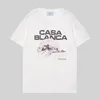 Polo Masculino Casablanca Tênis Club Court T-shirt com estampa de alfabeto masculina e feminina casual solta manga curta 230621