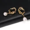 Stud Earrings Natural Freshwater Pearl Near Round Retro For Jewelry Making DIY Women Party Banquet Gift