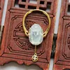 Cluster Rings Designer's Natural Chalcedony Pixiu Copper Coin Dual Purpose For Women Pendant Chinese Style Fashion In Jewelry