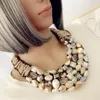 Colliers De luxe nouvelle déclaration collier cristal et perles synthétiques tricoté collier ras du cou pour les femmes mode perlé bavoir collier bijoux