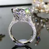 Solitaire Ring Serenity Day S Sterling Sier Plate Inlaid åtta hjärtan och S Cut 10 High Carbon Diamond Jewelry