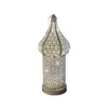 Dekorativa föremål Figurer White Hollow-Out LED Wind Marockan Style Decoration Iron Lantern Home Bedroom Living Room Atmosfär som omger LAMP 230625