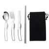 Dinnerware Sets Folding Utensils Set Flatware Foldable Cutlery Kitchen Accessory M6CE