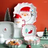 Dinnerware Sets Christmas Snowman Ceramic Tableware Creative Retro Plate Western Steak Plates Household Dishes Couple Mug Underglaze Craft