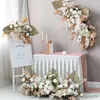 Fleurs séchées Feuilles d'éventail de palmier Plantes naturelles Grande herbe Rose Arrangement de rangées de fleurs Décor de toile de fond de mariage DIY Table florale suspendue au mur