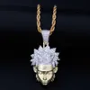 Pendentif hip hop tourbillon Naruto en Zircon, pendentif deux couleurs, galvanoplastie, or 14 carats, tête en zircon 3D