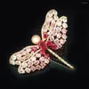 Brooches Fashion Senior Heavy Industry Zircon Dragonfly Brooch Elegant Pink Freshwater Pearl Colorful Insect Chest Accessories