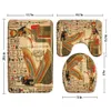 Tapis de bain 3D pharaon égyptien antique, ensemble de 3 pièces, antidérapant, pour douche, salle de bain, tapis de sol, couverture de toilette, produits de salle de bain