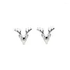Orecchini a bottone LKO Real 925 Sterling Silver Cute Elk Animal Ear Studs per le donne Fashion Teen Party Christmas Halloween Jewelry Gift