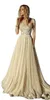Vintage szampana sukienki ślubne Boho plażowe szyfonowe koronkowe aplikacje Krótkie rękawy Linia sukien ślubna szata de Mariee