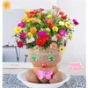 Decorative Objects Figurines Grass Doll Head Flowering Creative Long Hydroponic Flower Cute Indoor Greenery Small Pot Plant 230625