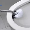 New Multi-function Head Plastic Toilet Brush Curved Bathroom Cleaning Scrubber Bending Thicken Handle Corner Brush PP Holder