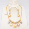 Necklace Earrings Set Style High Quality Ltaly 750 Gold 3color Jewelry For Women African Beads Jewlery Fashion Earring