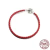 Charm Bracelets Hot selling 925 sterling silver lucky red woven leather rope is fit original Pandora DIY boutique beads charm jewelryHKD2306925