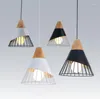 Pendant Lamps Slope Lights Wood And Aluminum Restaurant Bar Coffee Dining Room LED Hanging Light Fixture