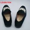 Mode noir papillon broderie hommes daim chaussures en cuir mocassins décontracté affaires chaussures sans lacet messieurs fumer appartements