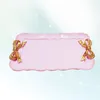 Bolsas de joias retrô laço pequeno prato decorativo buraco bandeja placa para sobremesa bolo café decoração de casa (rosa)