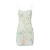 Casual Dresses Corset Dress Y2k Summer Women Floral Print Lace Trim Spaghetti Strap Low-Cut Slip Cami Bodycon Mini Party Clubwear