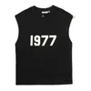 Men's short-sleeved FOG double thread ESSENTIALS flocked letter 1977 vest for men's summer plus size loose sleeveless T-shirt