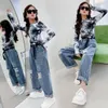 Clothing Sets Kids Clothes Tops Jeans For Girls School Outfits Teens Hip Dance Wear Spring Autumn Tracksuit 6 8 10 12 Y