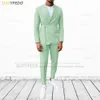 Men's Suits Blazers Fashion Coral Red Suit for Men Prom Wedding Blazer with Pants 2 Pieces Set Formal Slim Fit Green Tuxedos Casual Jackets 230625