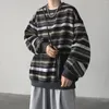 Men's Hoodies Stripe Men's Sweater Hoodless Autumn Ins Fashion Brand Round Neck Clothes And Winter Oversize High Street Coat