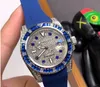 Men's Watches 116695 40mm Mechanical Rainbow Diamond New Real Photo Black Rubber Strap Rose Gold Steel Bezel Wristwatches