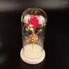 Fiori decorativi LED Rose conservate incantate in vetro Galaxy Rose Fiore eterno Luce Natale artificiale San Valentino Regalo per bambini