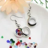 Orecchini pendenti in acciaio inossidabile con ciondoli galleggianti medaglione per gioielli che fanno donne Eardrop Glass Living Memory 15mm/17mm