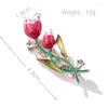 Brooches Enamel Tulip Flower For Women Spring Fashion Rose Pin Elegant Beautiful Jewelry Dress