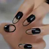 False Nails Spirit Clear French Style Fake Black UV Polish Cover Shiny Long Oval Artificial Fingernails With Gluetabs 24