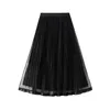 Kjolar kvinnor mesh tulle midi kjol elastisk hög midja fluffig tiered skiktad tutu bubbla oregelbunden hem prom party klänning