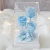 Fiori decorativi Love Of Crystal Eternal Rose Regalo di San Valentino Home Room Dec Mothers Present Wedding Props Fiore scatola in acrilico