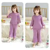 Clothing Sets Toddler Girl Wooden Ear Edge Long Sleeved Solid Color T Shirt Top Trousers Home Clothes Loose Suit For 0 To 9 Years