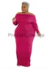 Casual Dresses Wmstar Plus Size Dresses Women Solid Off Shoulder Long Sleeve Draped BodyCon Stretch Elegant Maxi Dress Wholesale Dropshipping X0625