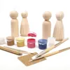 55pcs Natural Unfinished Wooden Peg Doll 인물 어린이의 빈 페인트 수공예 꼭두각시 장난감 소년 소녀 DIY Graffiti 메이플 장난감