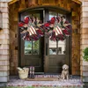 Decorative Flowers Wooden Wreath American Patriotic Star Welcome Plaque For Front Door Wall Decor 2023