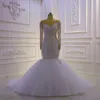 Luxus Meerjungfrau Hochzeit Kleid für Frauen 2023 Braut Scoop Perlen Kristall Brautkleider Arabisch Dubai Vestidos De Noiva