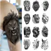 Tatouages temporaires 100 Pcs En Gros Étanche Autocollant De Tatouage Lion Ours Loup Forêt Homme Léopard Crâne Corps Bras Art Femmes Manches 230621