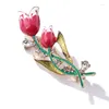 Brooches Enamel Tulip Flower For Women Spring Fashion Rose Pin Elegant Beautiful Jewelry Dress